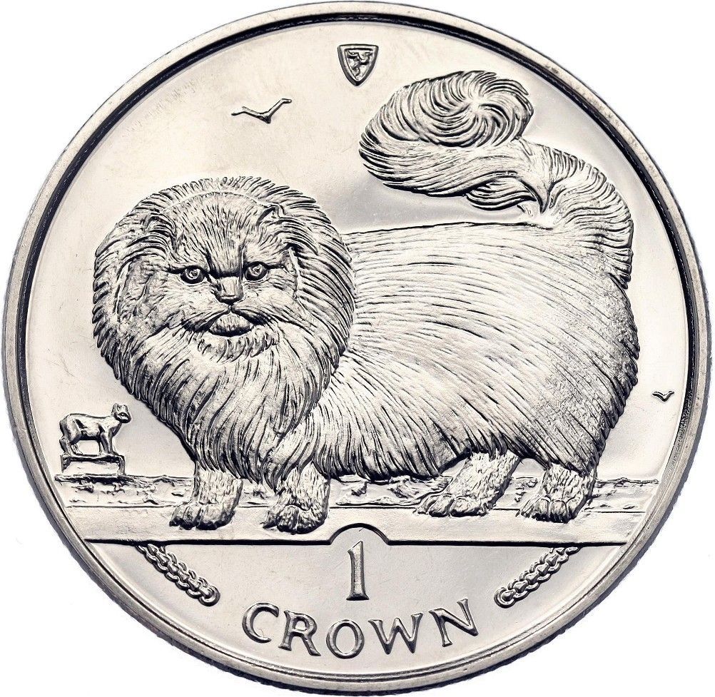 Isle of Man 1 Crown - Elizabeth II Long-Haired Smoke Cat reverse