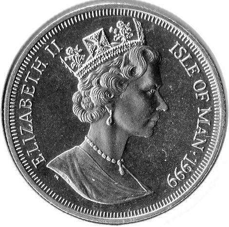 Isle of Man 1 Crown - Elizabeth II Blue British Short Hair Cat obverse