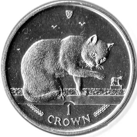 Isle of Man 1 Crown - Elizabeth II Blue British Short Hair Cat