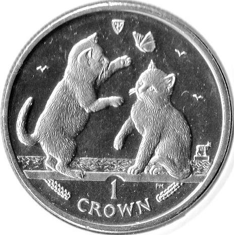 Isle of Man 1 Crown - Elizabeth II Tonkinese Cat reverse