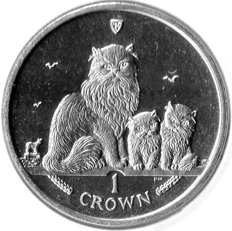 Isle of Man 1 Crown - Elizabeth II Himalayan Cat reverse