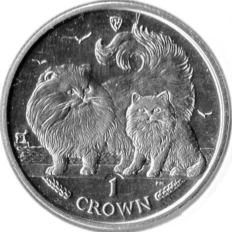 Isle of Man 1 Crown - Elizabeth II Chinchilla Cat