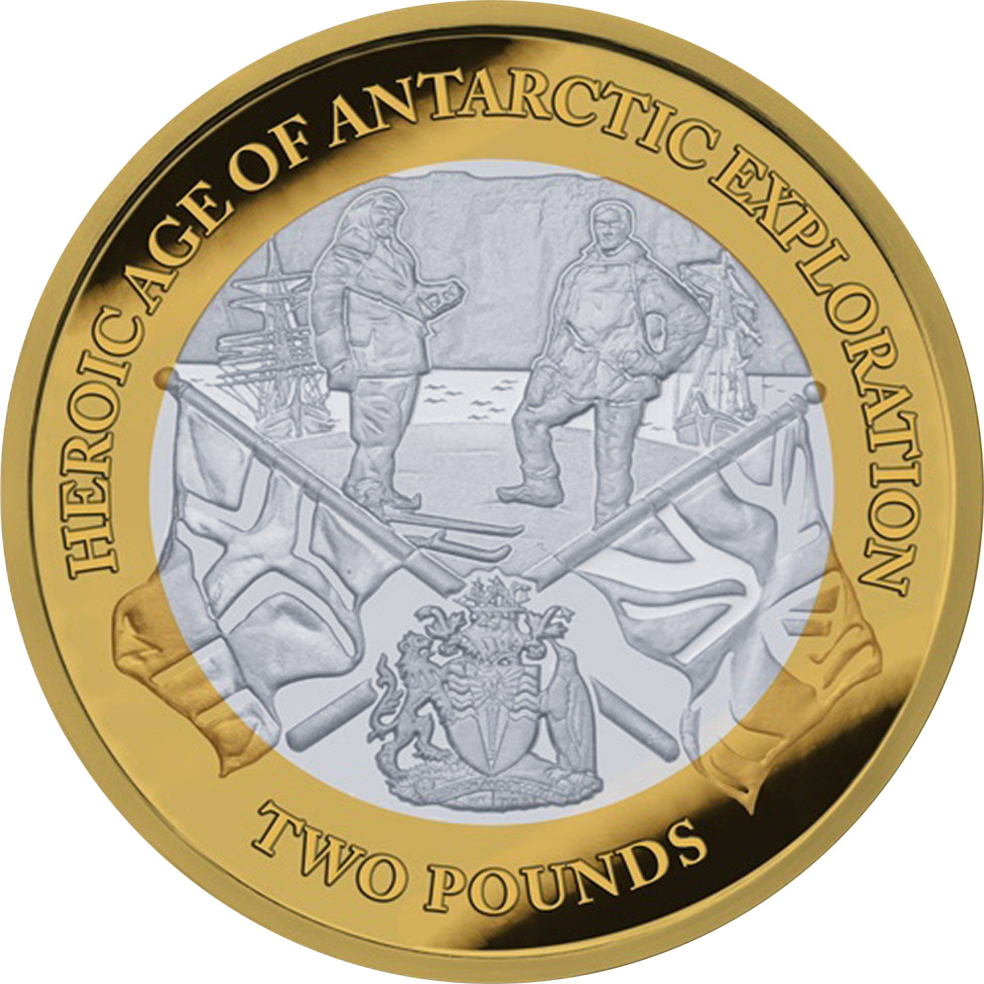 British Antarctic Territory 2 Pounds - Elizabeth II Centenary of final expedition; Silver