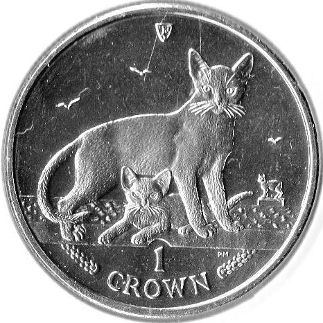 Isle of Man 1 Crown - Elizabeth II Abyssinian Cat