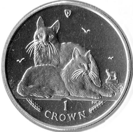 Isle of Man 1 Crown - Elizabeth II Turkish Angora Cat