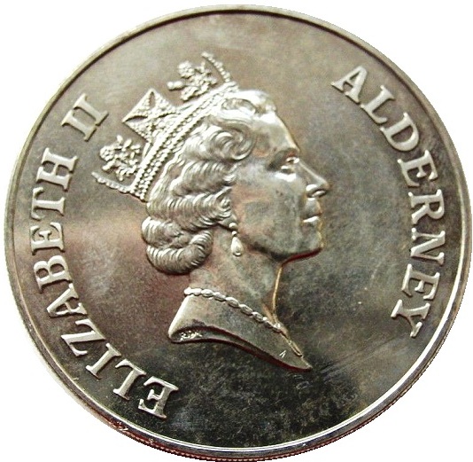 Alderney 2 Pounds - Elizabeth II Total Eclipse of the Sun obverse