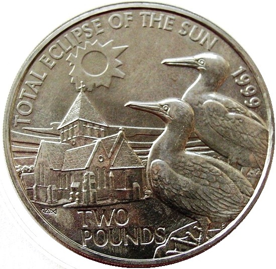 Alderney 2 Pounds - Elizabeth II Total Eclipse of the Sun