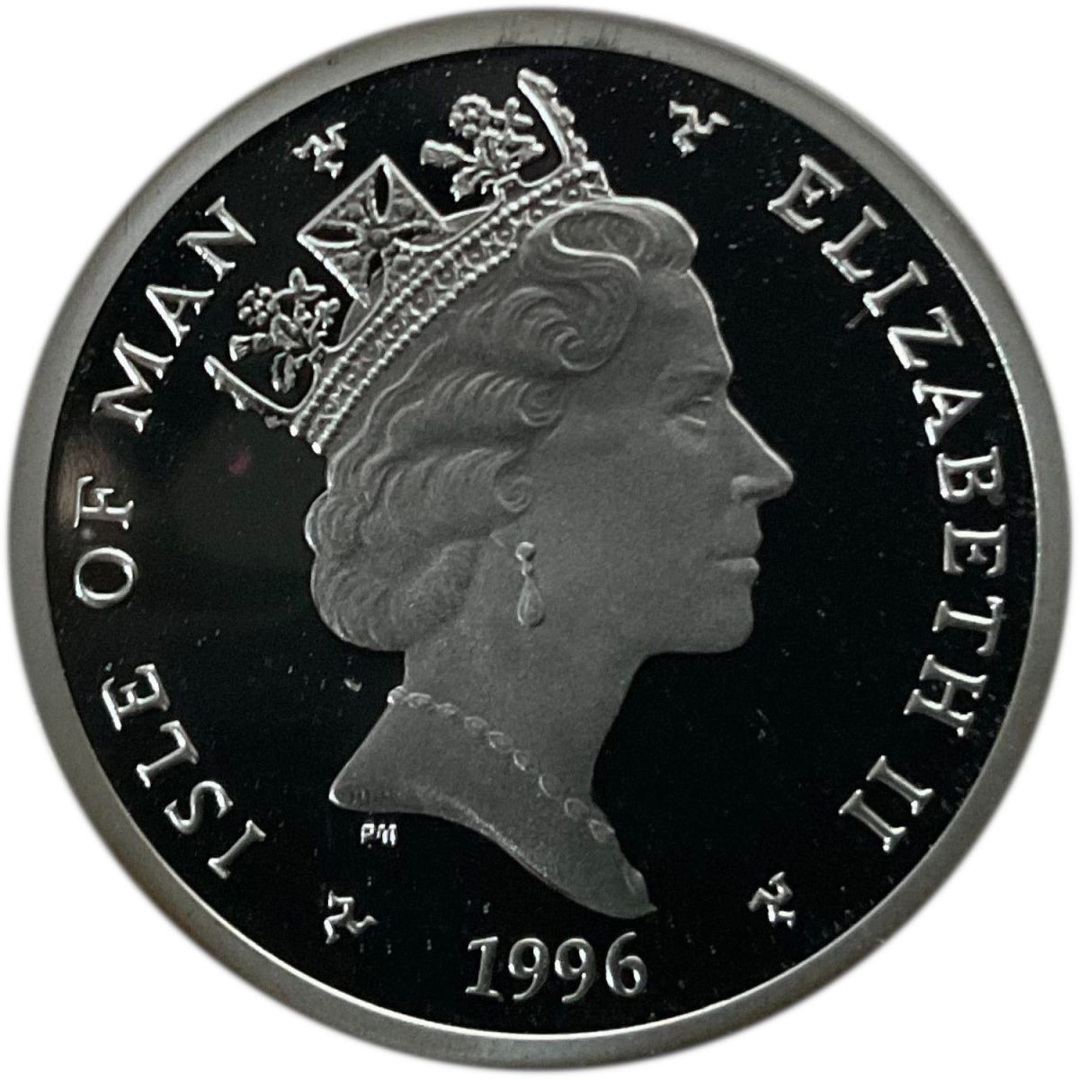 Isle of Man 2 Pence - Elizabeth II Bicyclists; Silver Proof obverse