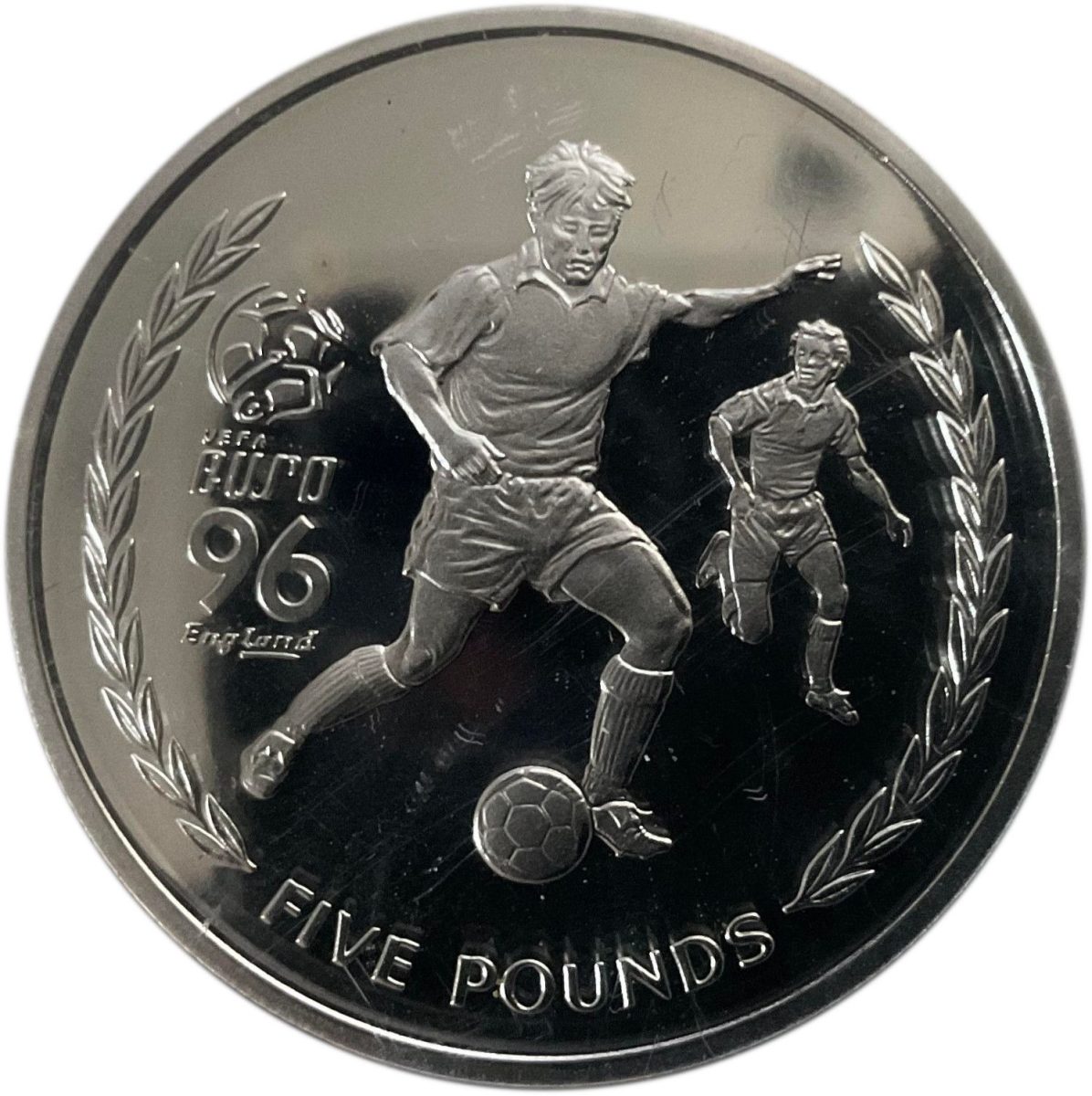 Isle of Man 5 Pounds - Elizabeth II European Football Championship; Silver Proof