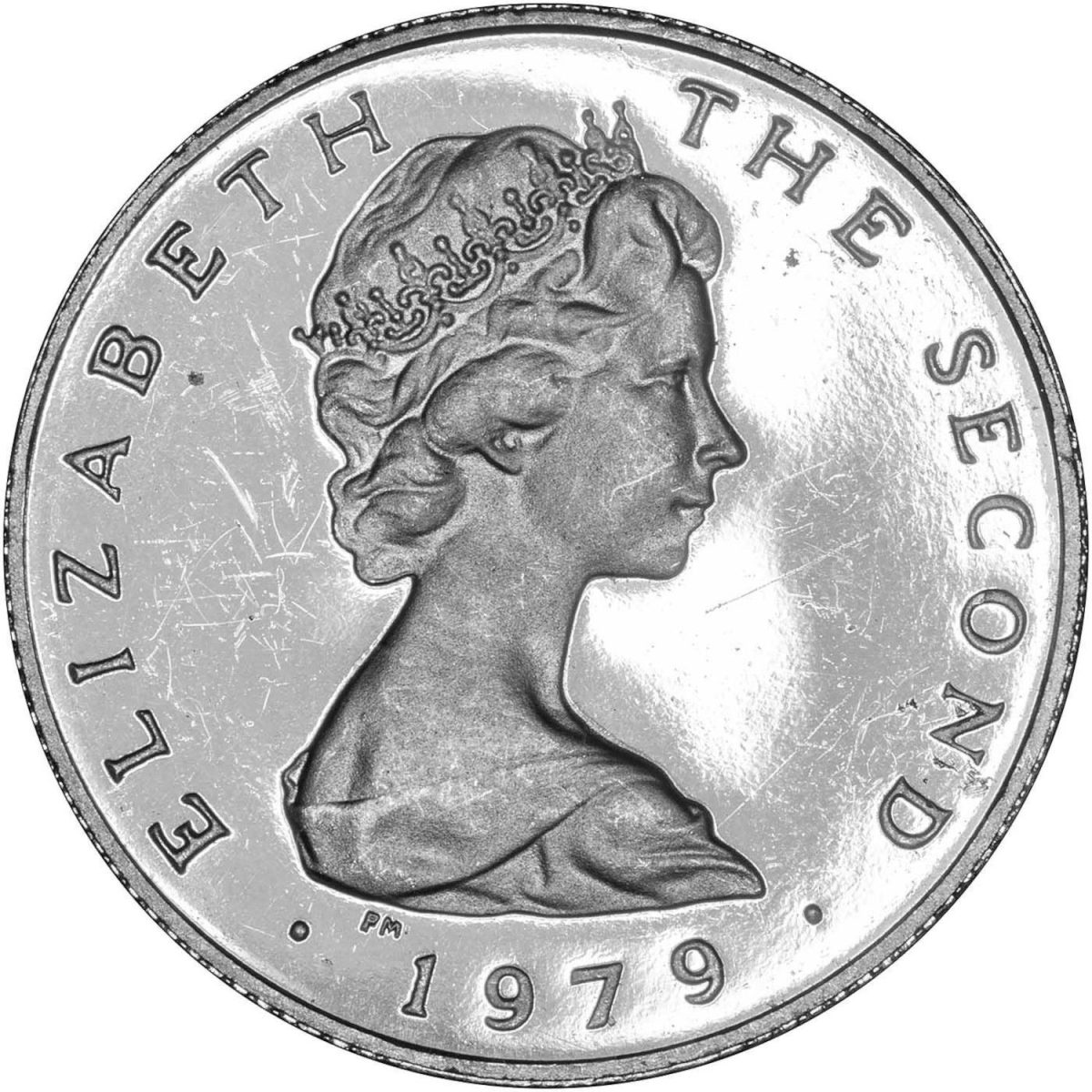 Isle of Man 1 Pound - Elizabeth II Triskelion on map; Platinum Proof obverse