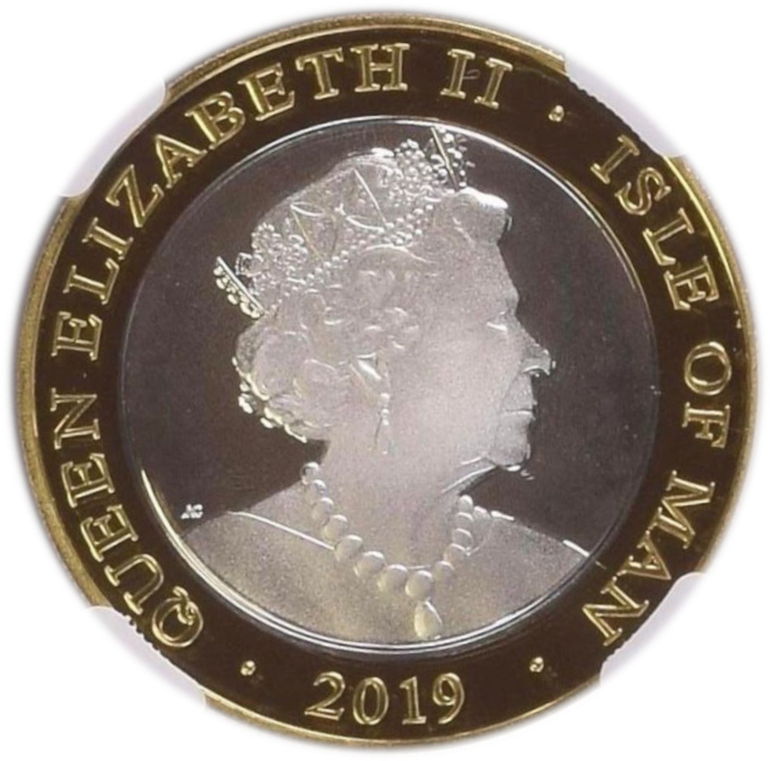 Isle of Man 2 Pounds - Elizabeth II King George VI; Silver Proof obverse