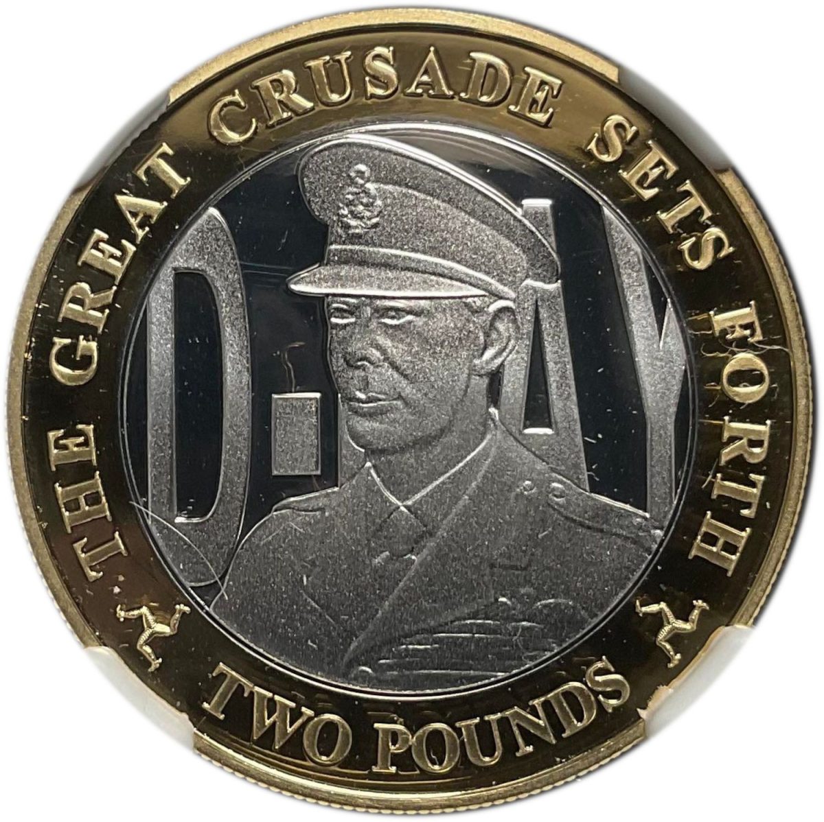 Isle of Man 2 Pounds - Elizabeth II King George VI; Silver Proof reverse