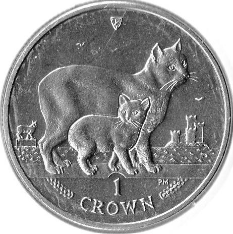 Isle of Man 1 Crown - Elizabeth II Manx Cat reverse