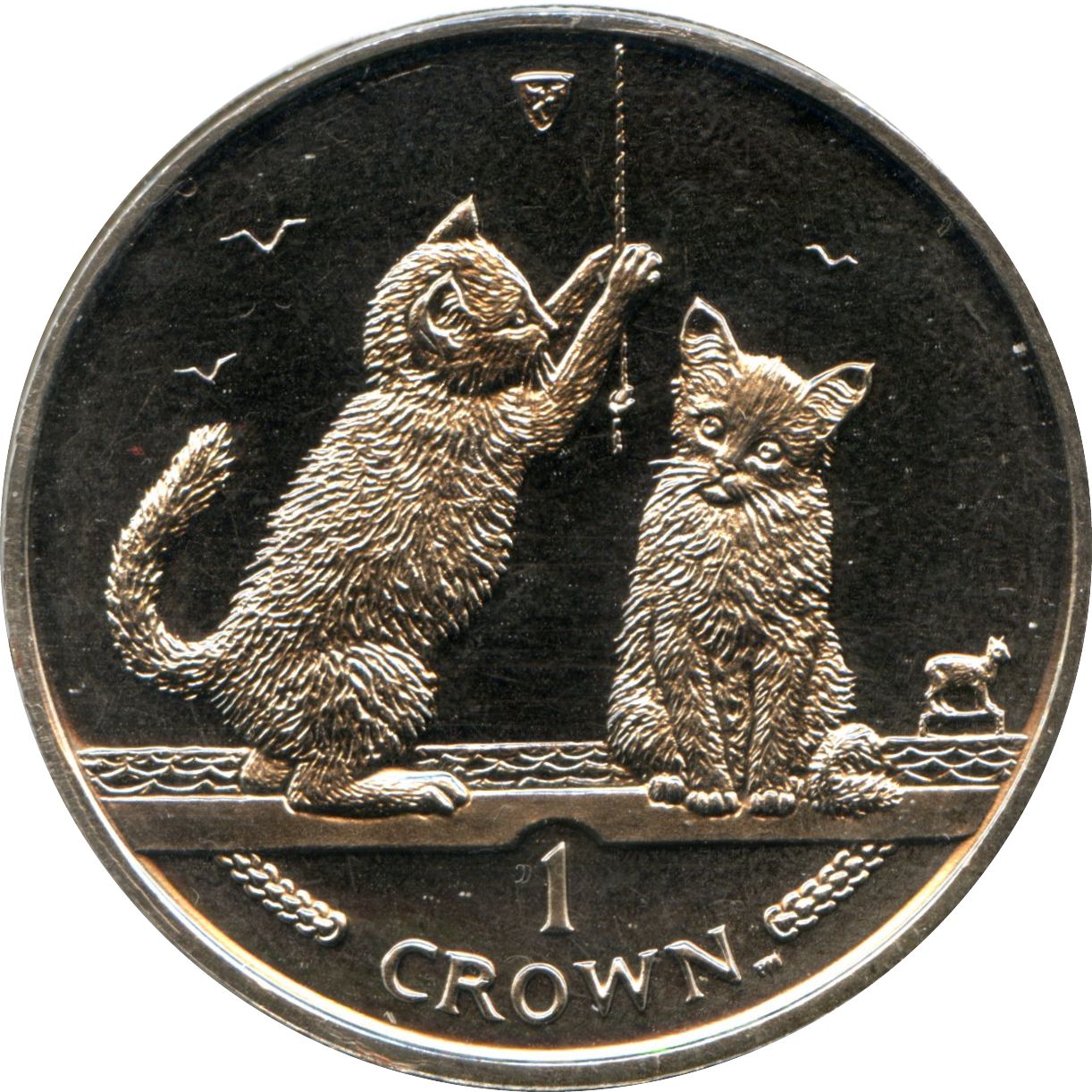 Isle of Man 1 Crown - Elizabeth II Somali Cat reverse