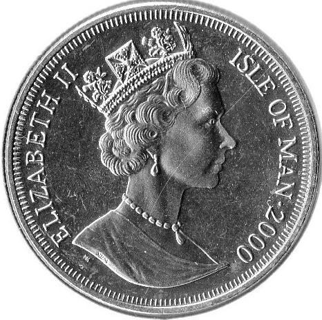 Isle of Man 1 Crown - Elizabeth II Scottish Fold Cat obverse