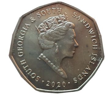 South Georgia and the South Sandwich Islands 50 Pence - Elizabeth II King Penguin obverse