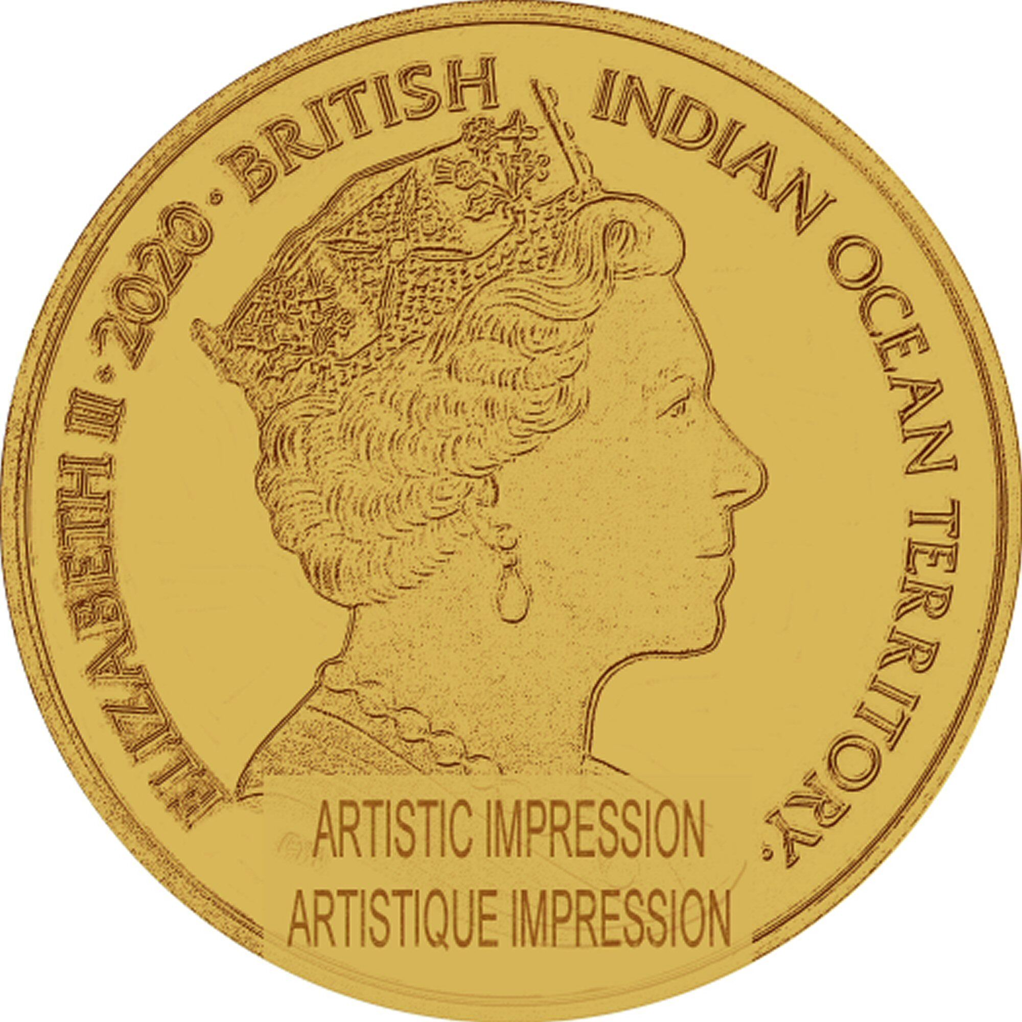 British Indian Ocean Territory 1 Royal - Elizabeth II Sea turtle; Gold bullion