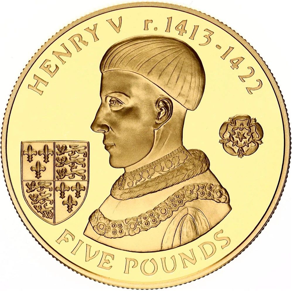 Alderney 5 Pounds - Elizabeth II Henry V reverse