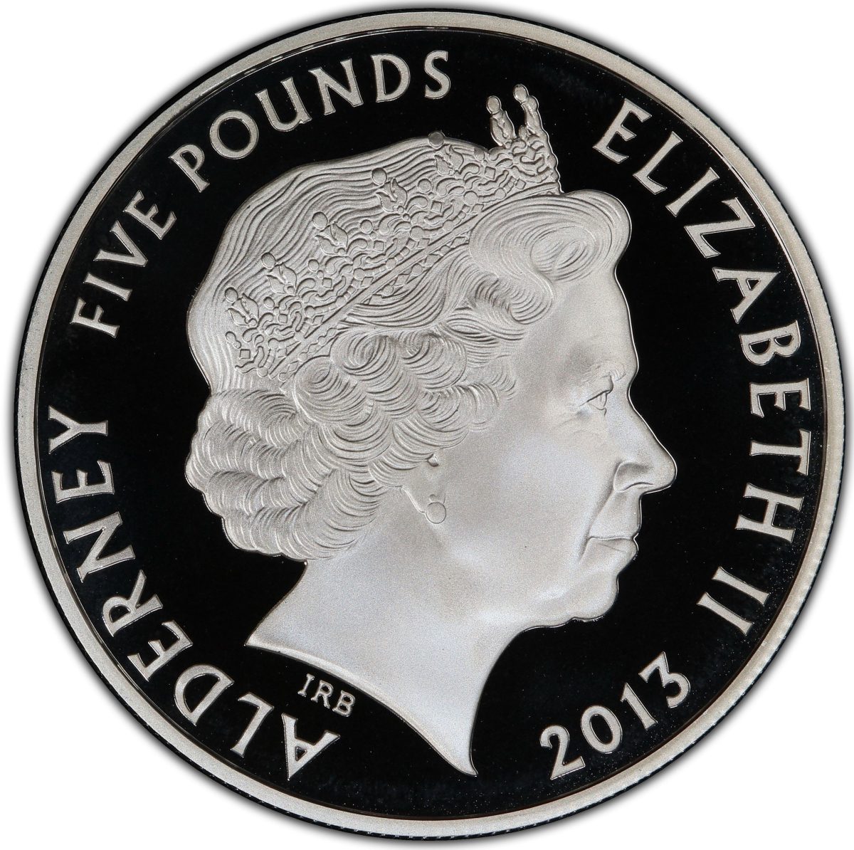 Alderney 5 Pounds - Elizabeth II Diamond Jubilee - The Faihtful Companion; Silver Proof obverse