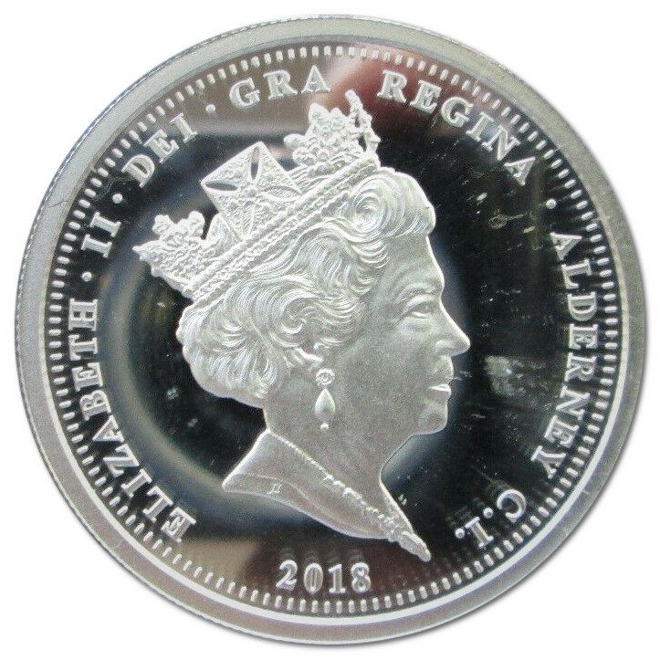 Alderney 5 Pounds - Elizabeth II 65th Ann. Coronation obverse