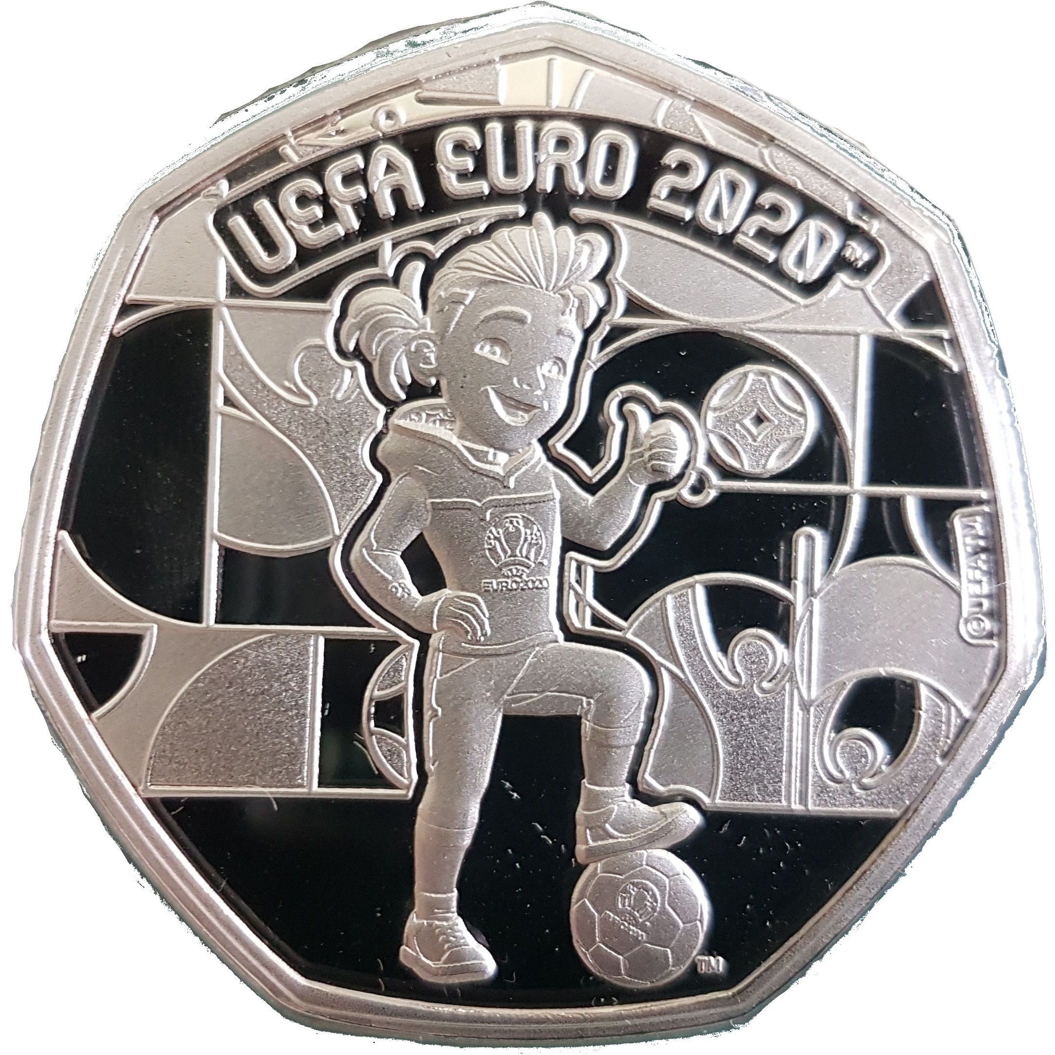 Gibraltar 20 Pence - Elizabeth II UEFA Euro 2020 - Mascot reverse
