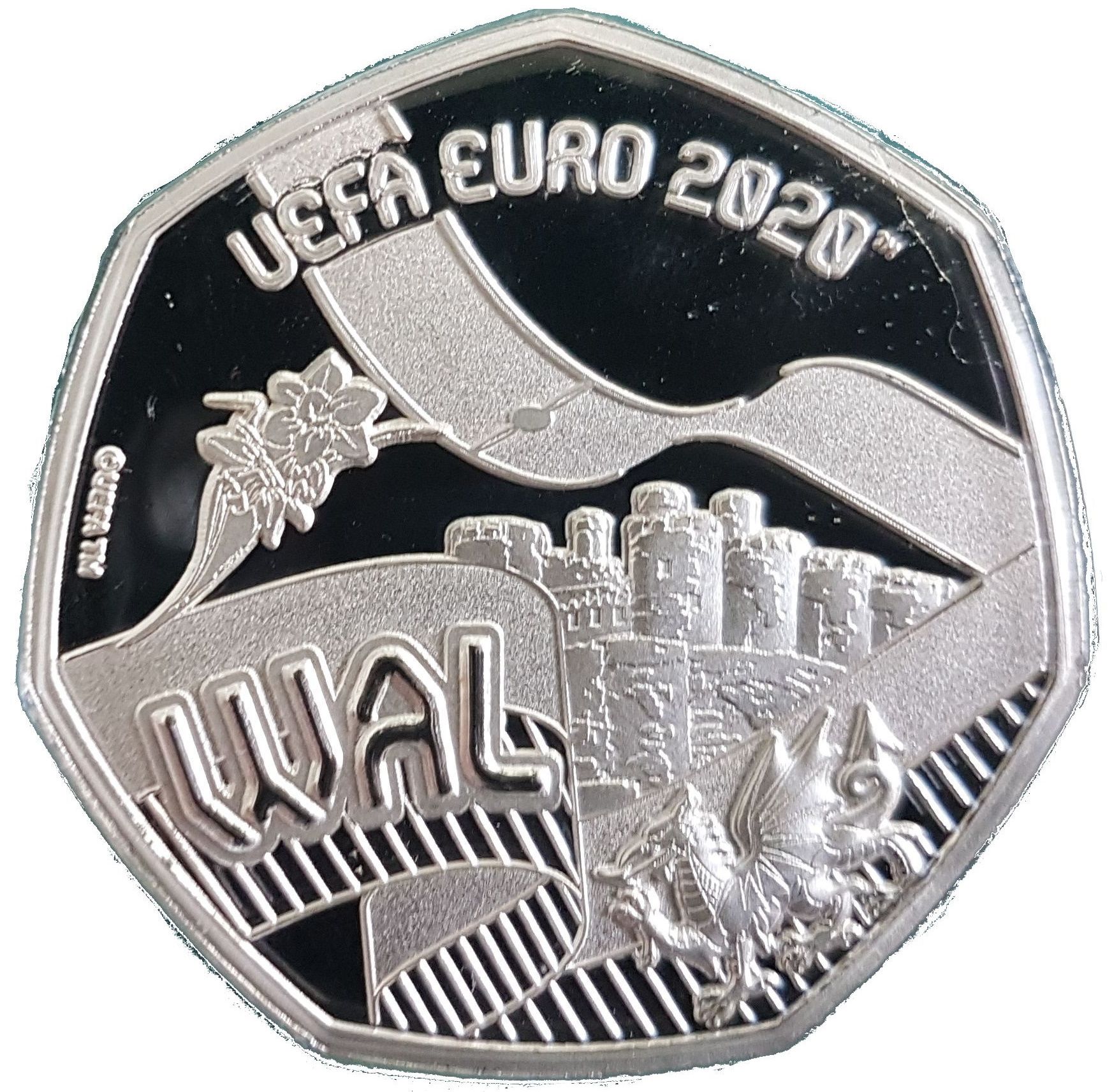 Gibraltar 20 Pence - Elizabeth II UEFA Euro 2020 - Wales reverse