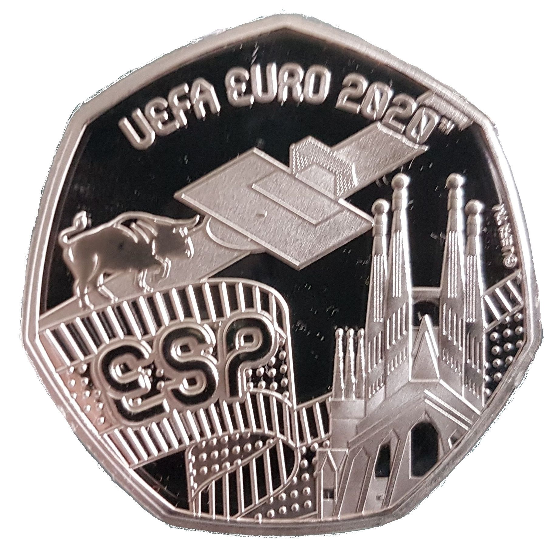 Gibraltar 20 Pence - Elizabeth II UEFA Euro 2020 - Spain reverse