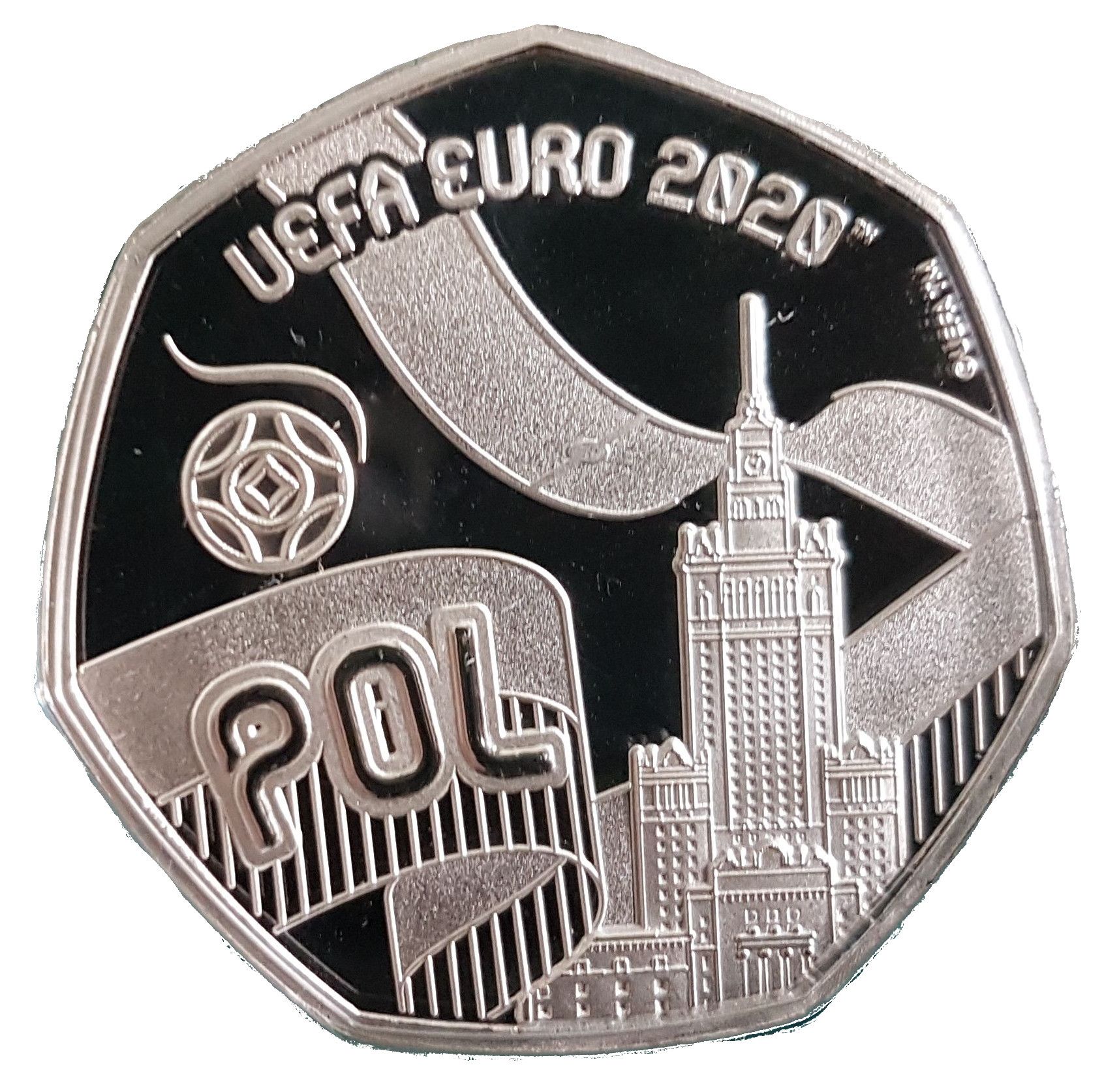 Gibraltar 20 Pence - Elizabeth II UEFA Euro 2020 - Poland reverse