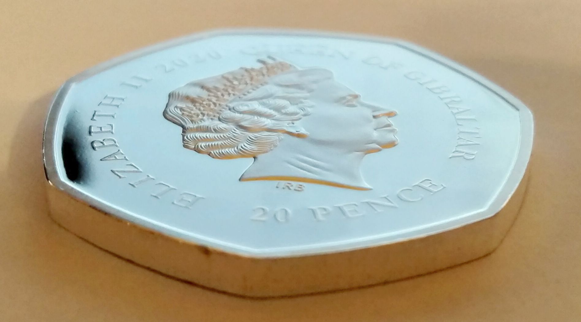 Gibraltar 20 Pence - Elizabeth II UEFA Euro 2020 - Slovakia reverse