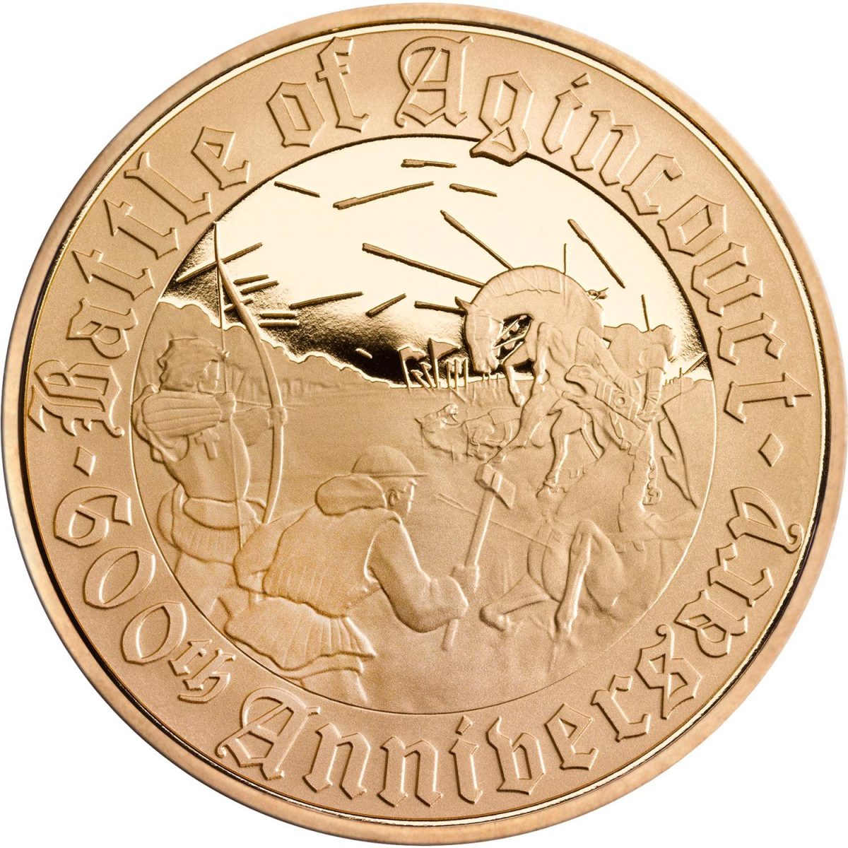 Alderney 5 Pounds - Elizabeth II Battle of Agincourt; Gold Proof
