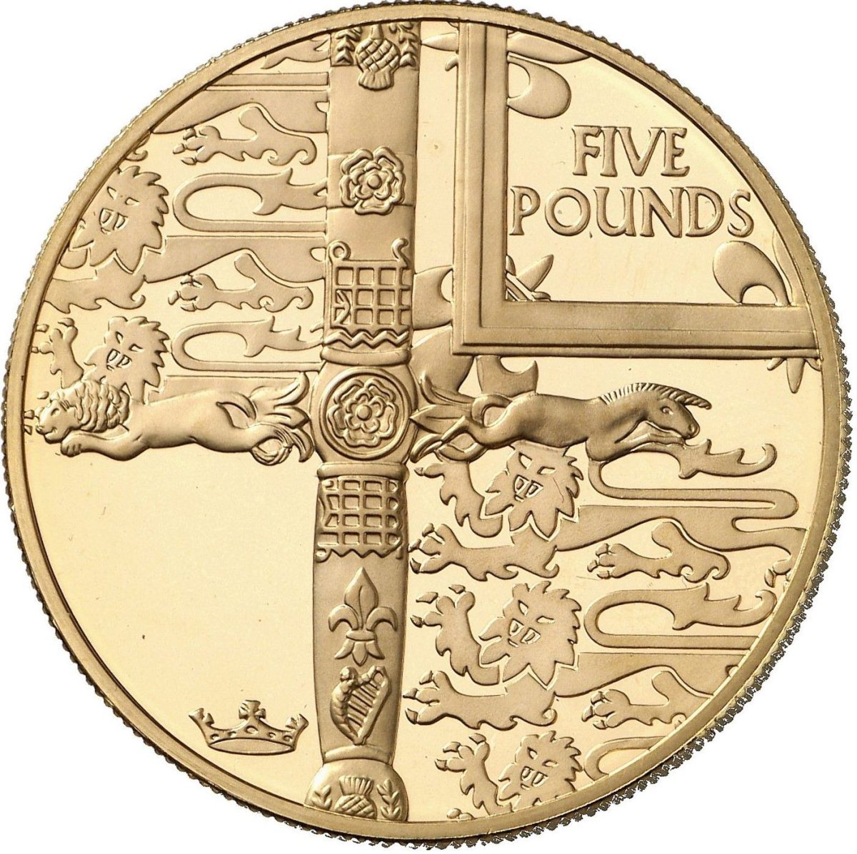 Alderney 5 Pounds - Elizabeth II Golden Jubilee; Gold Proof Piedfort