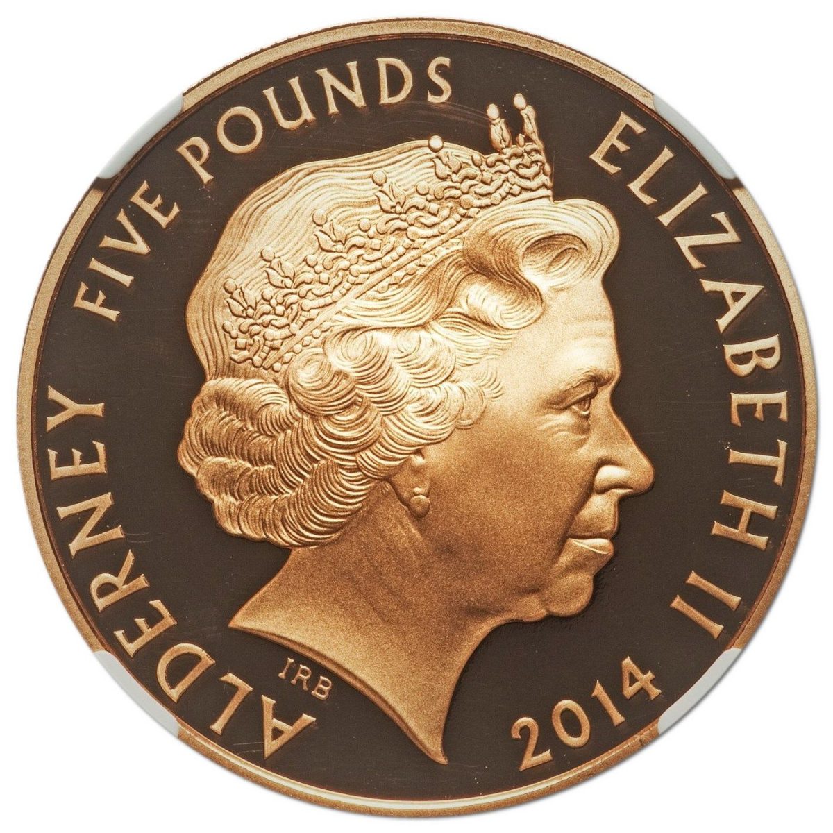 Alderney 5 Pounds - Elizabeth II Dynasty from Destiny; Gold Proof obverse