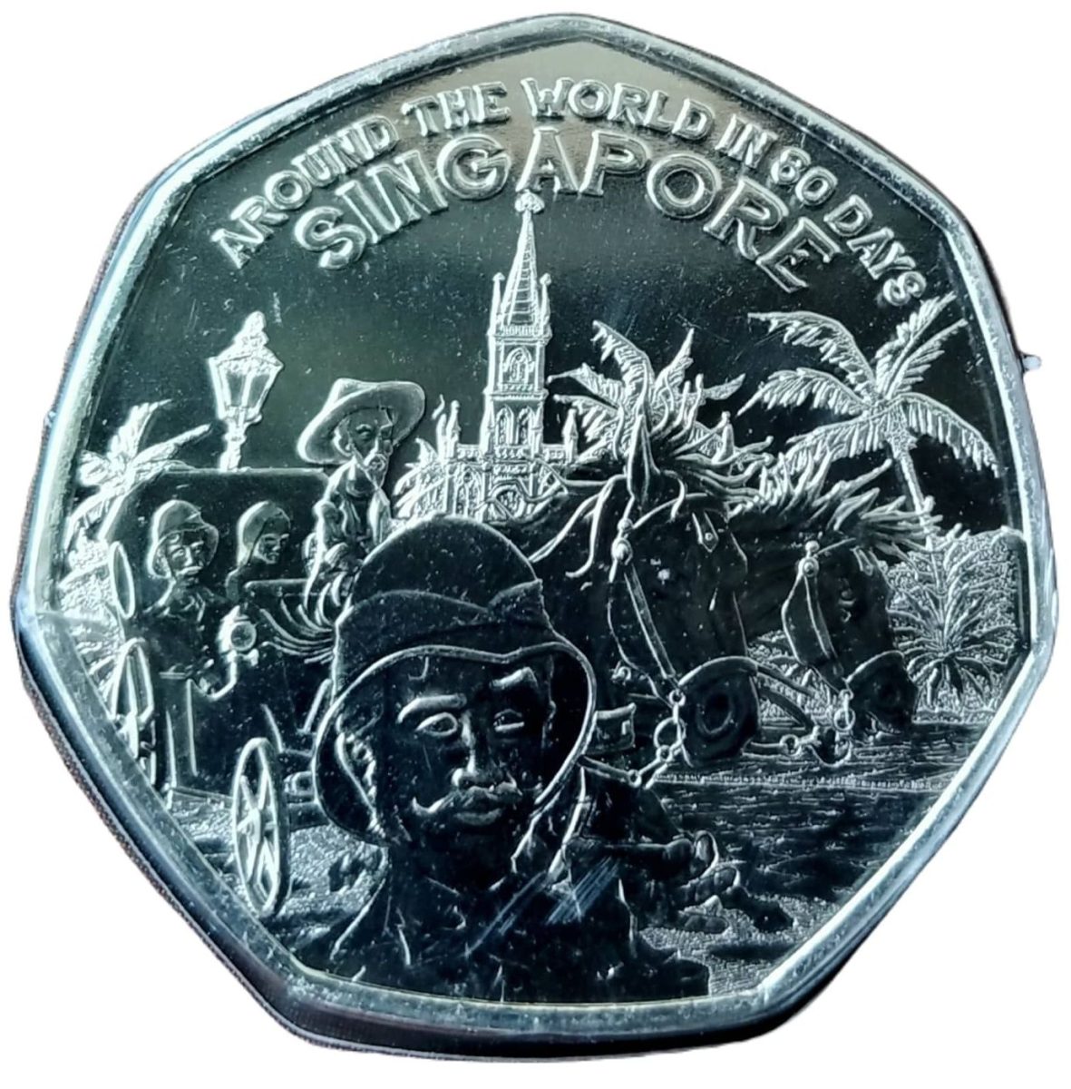 Guernsey 50 Pence - Elizabeth II Around the World in 80 Days - Singapore
