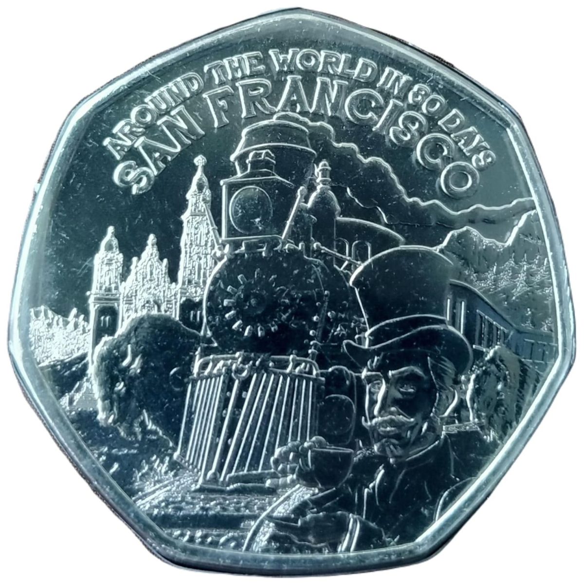 Guernsey 50 Pence - Elizabeth II Around the World in 80 Days - San Fransisco
