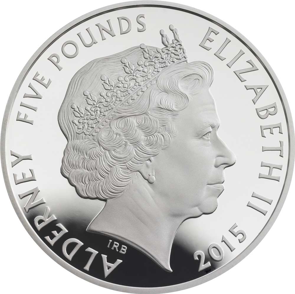 Alderney 5 Pounds - Elizabeth II The Orator; Silver Proof obverse