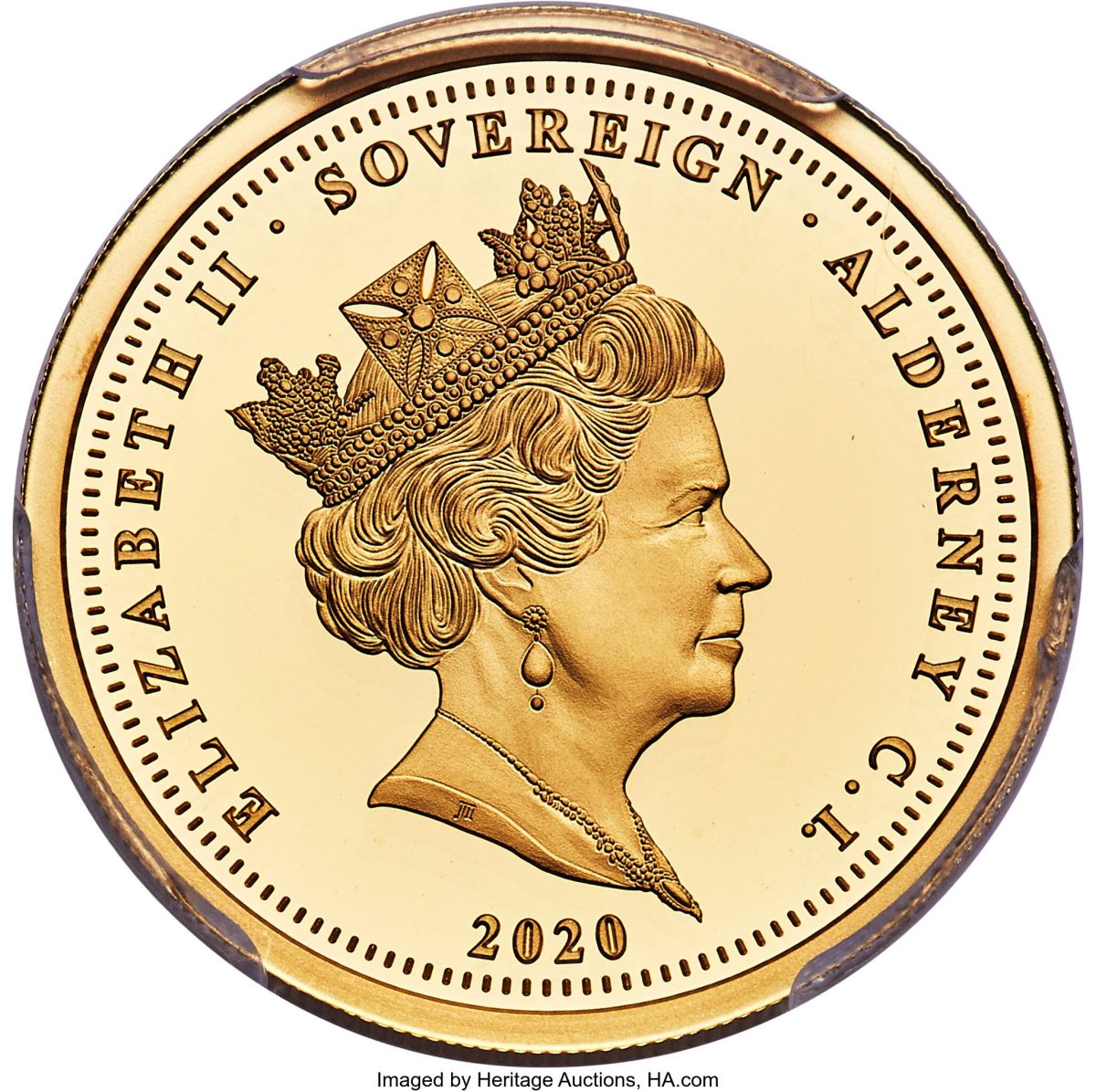 Alderney 1 Sovereign - Elizabeth II Three Graces obverse