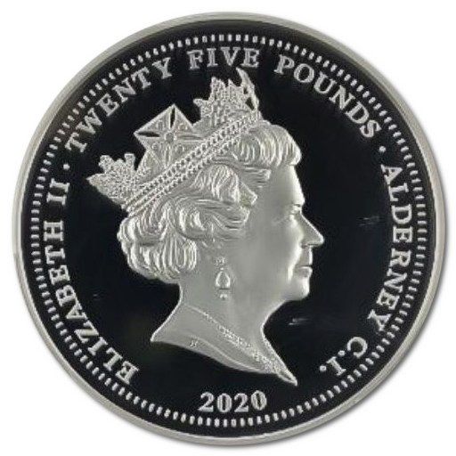 Alderney 25 Pounds - Elizabeth II Three Graces; Silver obverse