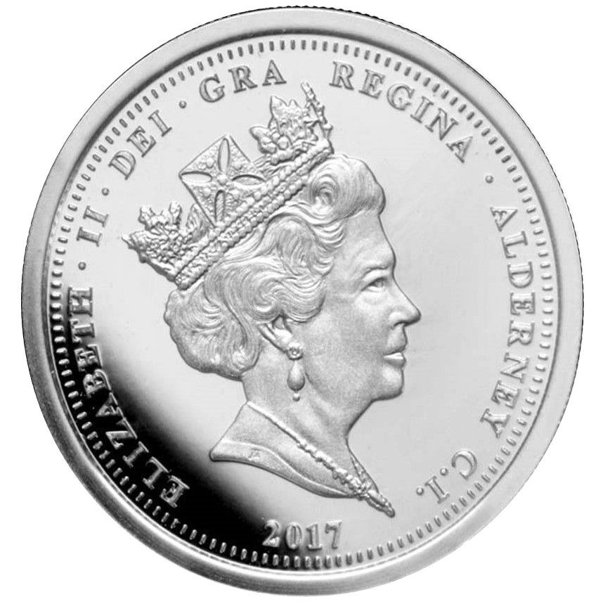 Alderney 1 Sovereign - Elizabeth II Platinum Wedding; Platinum Proof obverse