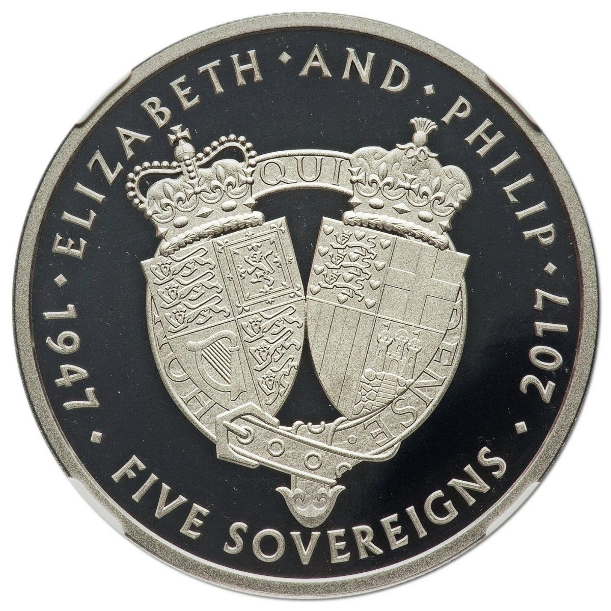 Alderney 5 Sovereigns - Elizabeth II Platinum Wedding