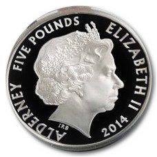 Alderney 5 Pounds - Elizabeth II Remembrance Day; Silver Proof obverse
