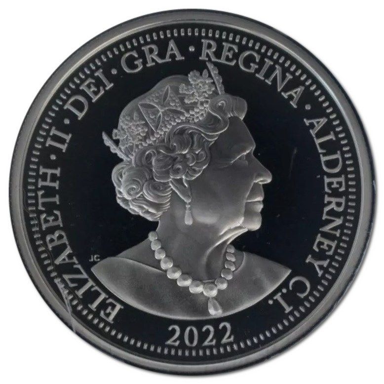 Alderney 5 Pounds - Elizabeth II Platinum Jubilee; Silver Proof obverse