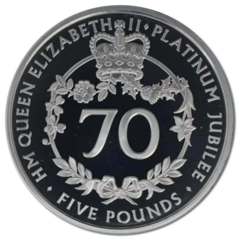 Alderney 5 Pounds - Elizabeth II Platinum Jubilee; Silver Proof
