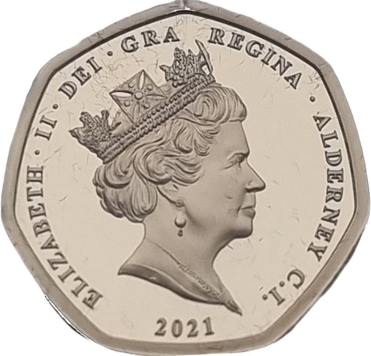 Alderney 1 Sovereign - Elizabeth II Decimal anniversary obverse