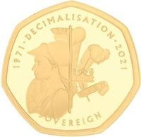 Alderney 1 Sovereign - Elizabeth II Decimal anniversary