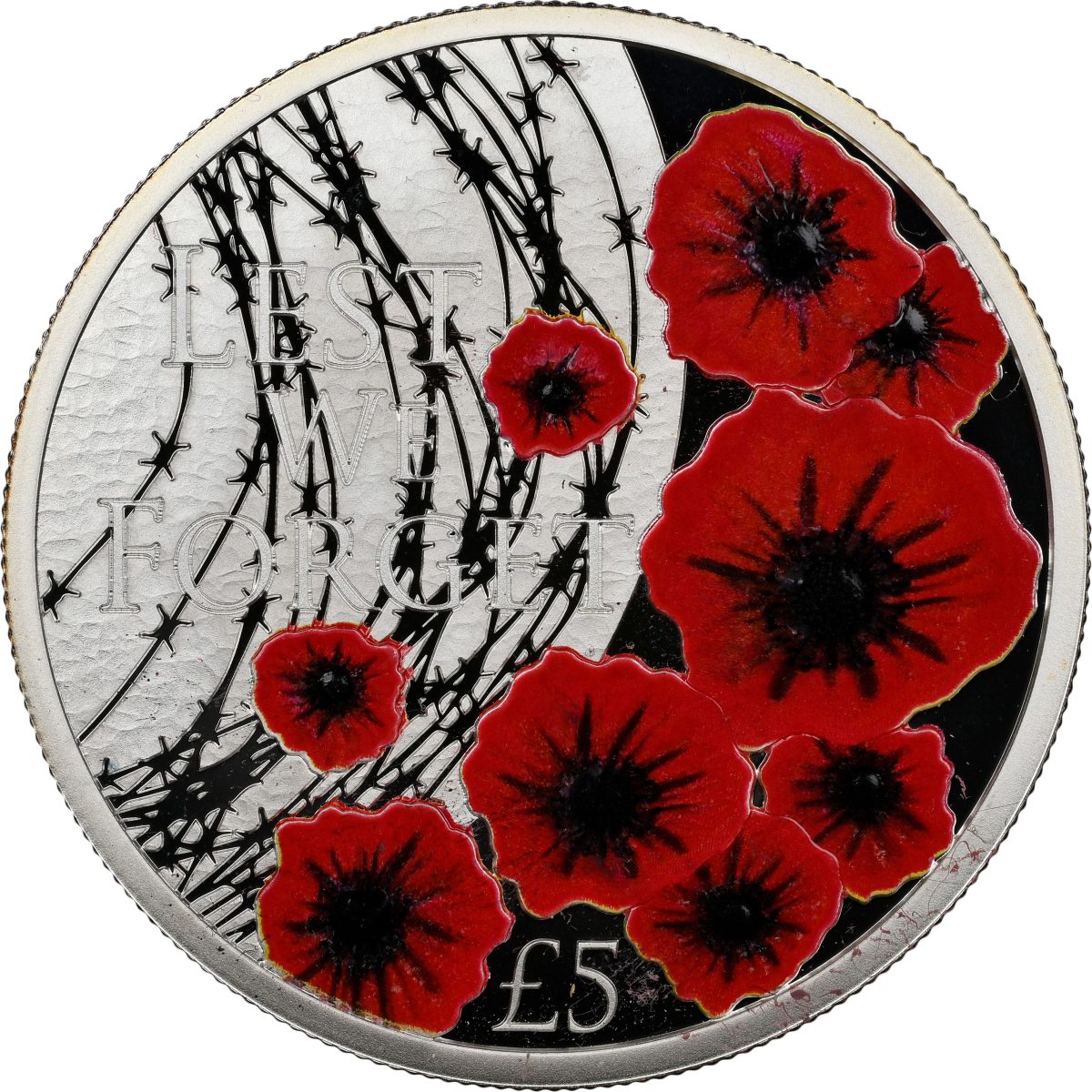 Alderney 5 Pounds - Elizabeth II 2019 Remembrance Day; Silver