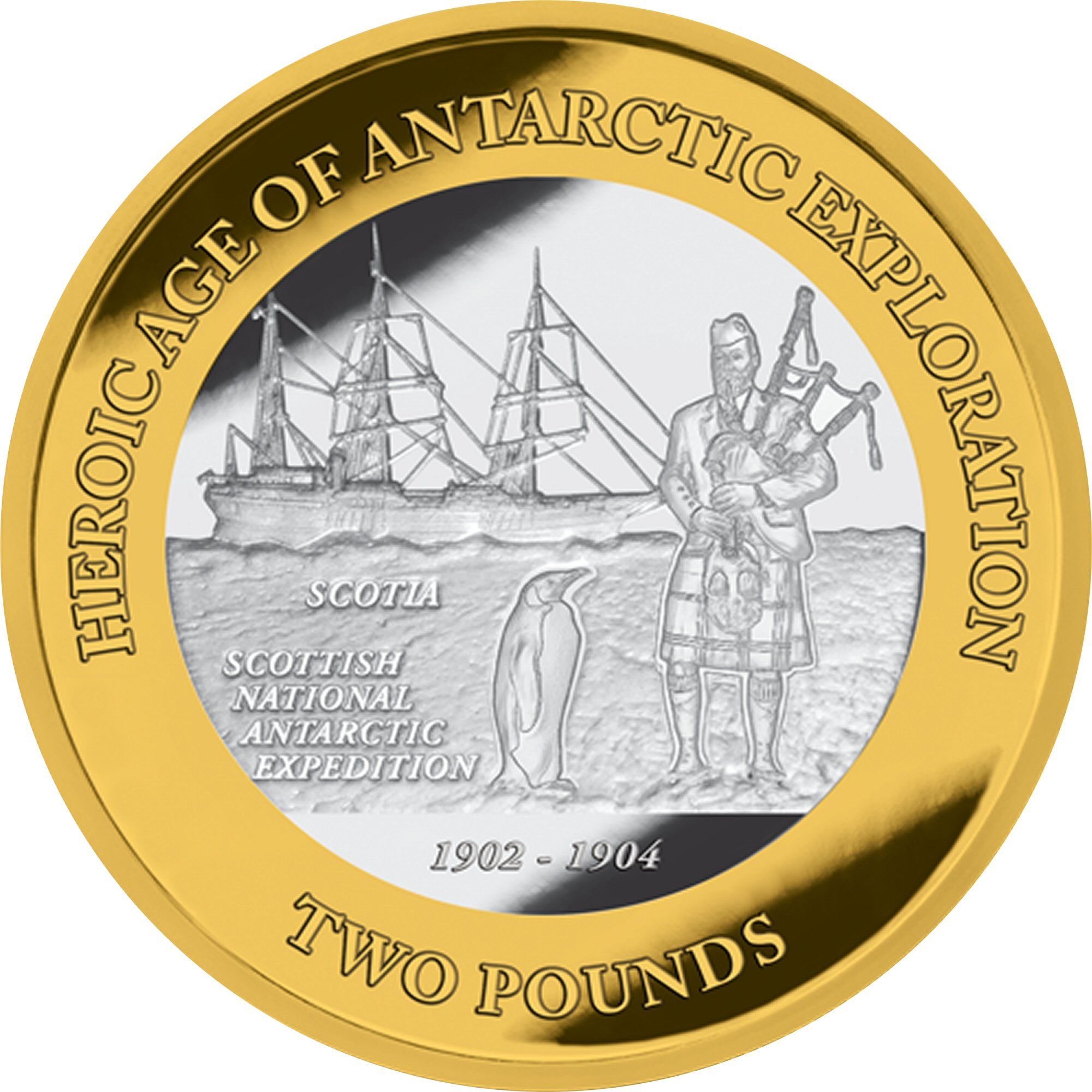 British Antarctic Territory 2 Pounds - Elizabeth II Scottish national expedition reverse