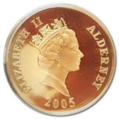 Alderney 5 Pounds - Elizabeth II Battle of Trafalgar; Gold Proof obverse