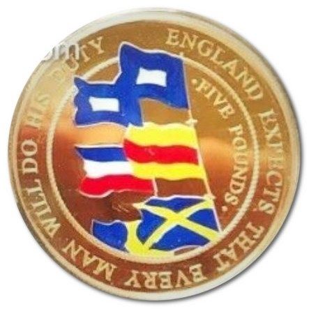 Alderney 5 Pounds - Elizabeth II Battle of Trafalgar; Gold Proof