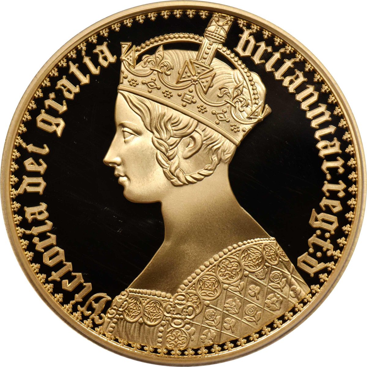 Alderney 5 Pounds - Elizabeth II Gothic - Portrait; Gold