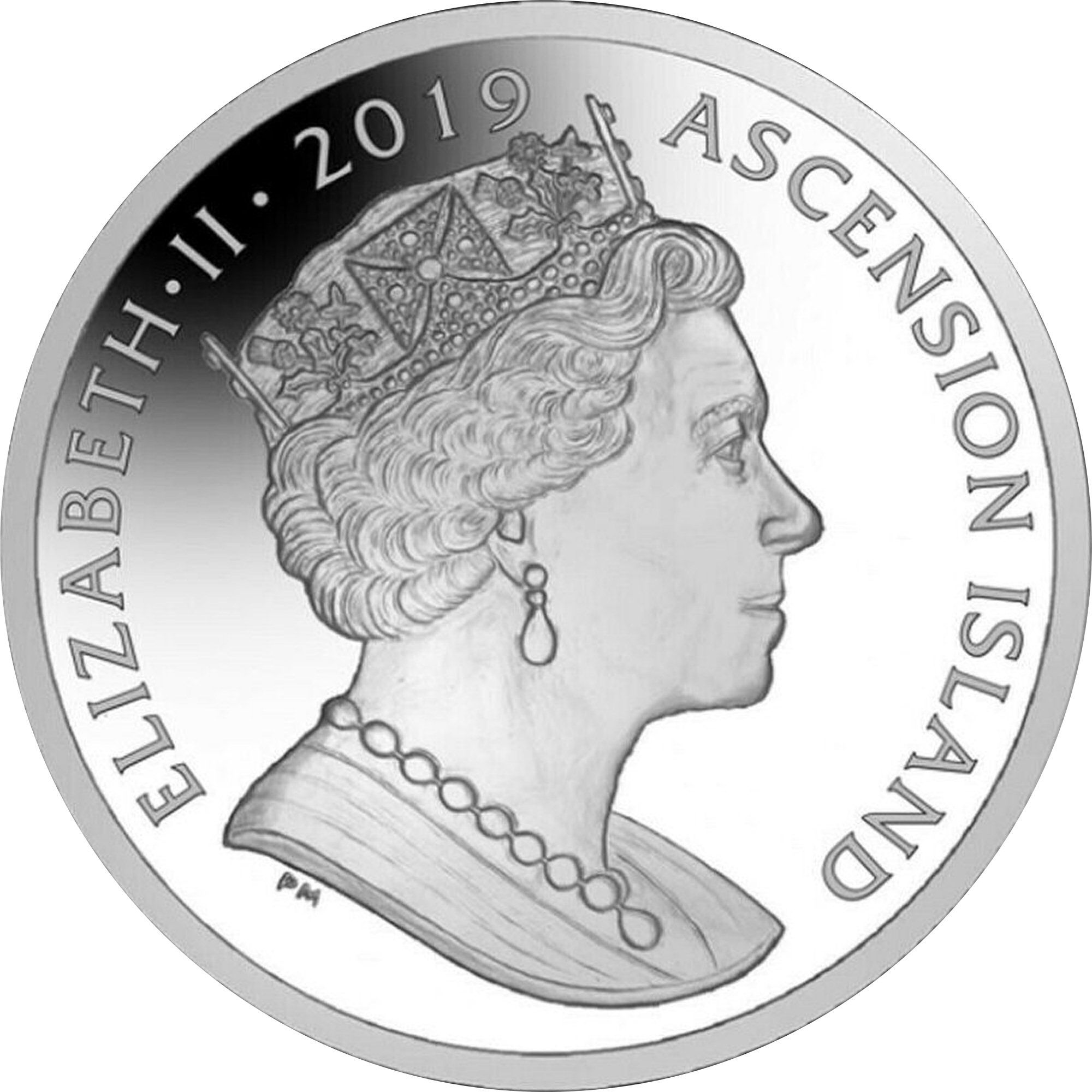 Ascension Island 1 Crown - Elizabeth II First Man on the Moon obverse